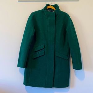 J. Crew Cocoon Coat in Emerald Green Italian Stadium-Cloth Wool